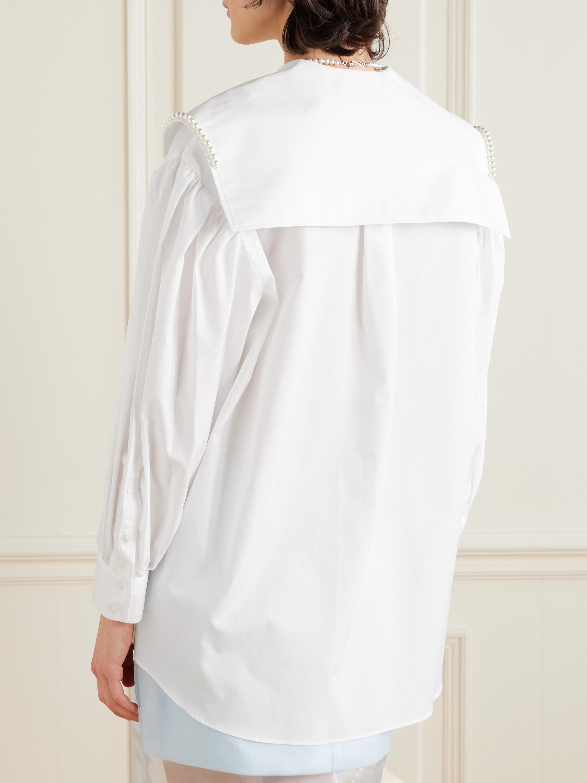 Simone Rocha Faux pearl-embellished cotton-poplin shirt