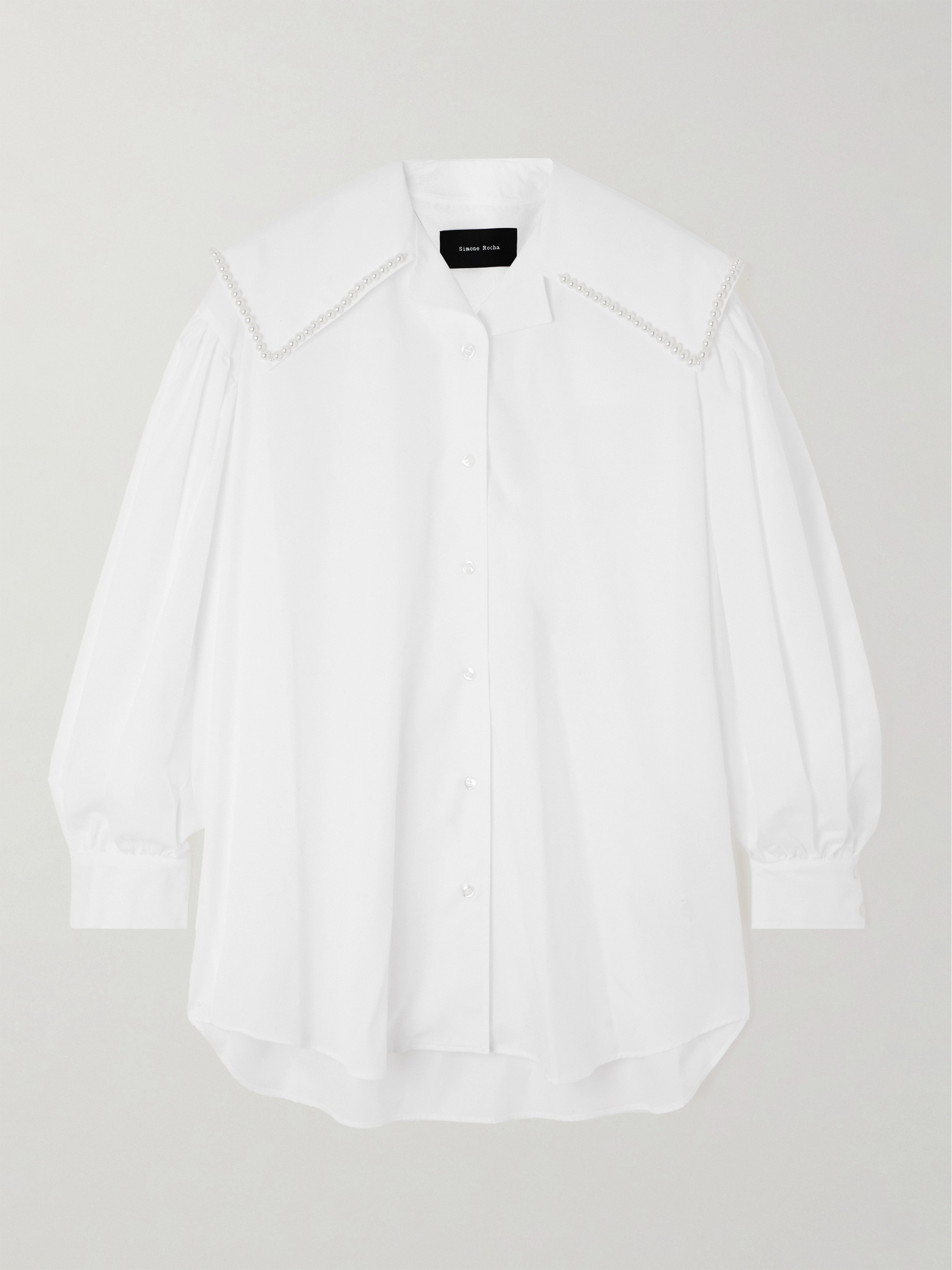 Simone Rocha Faux pearl-embellished cotton-poplin shirt