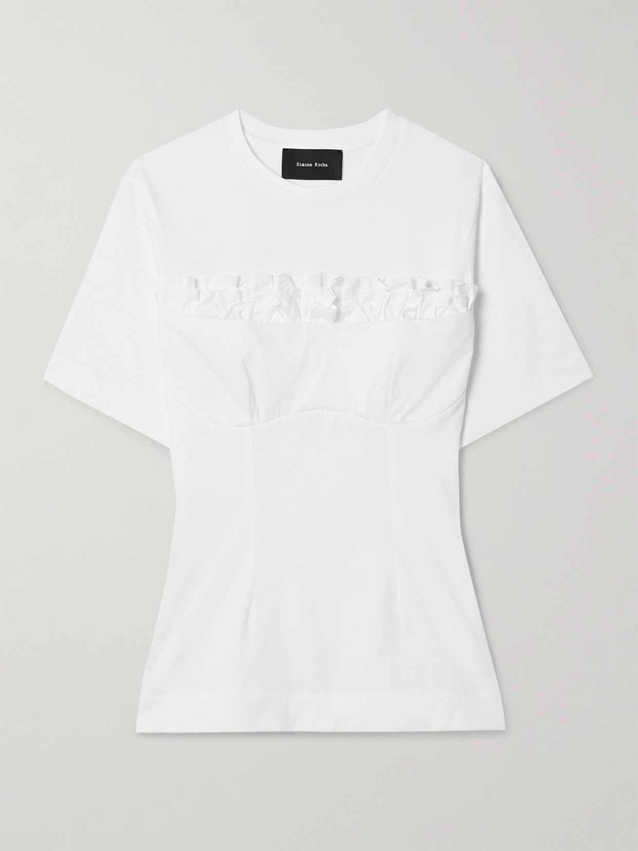 Simone Rocha Ruffled Cotton-jersey T-shirt In White