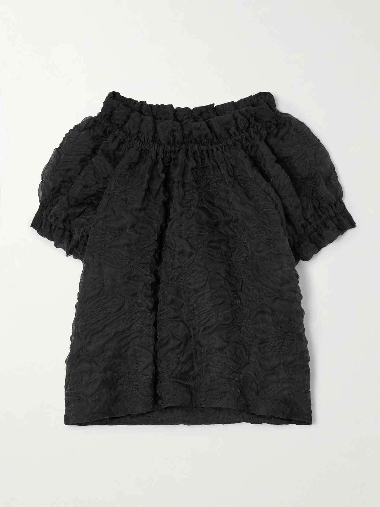 Simone Rocha Ruffled Cloqué Blouse In Black