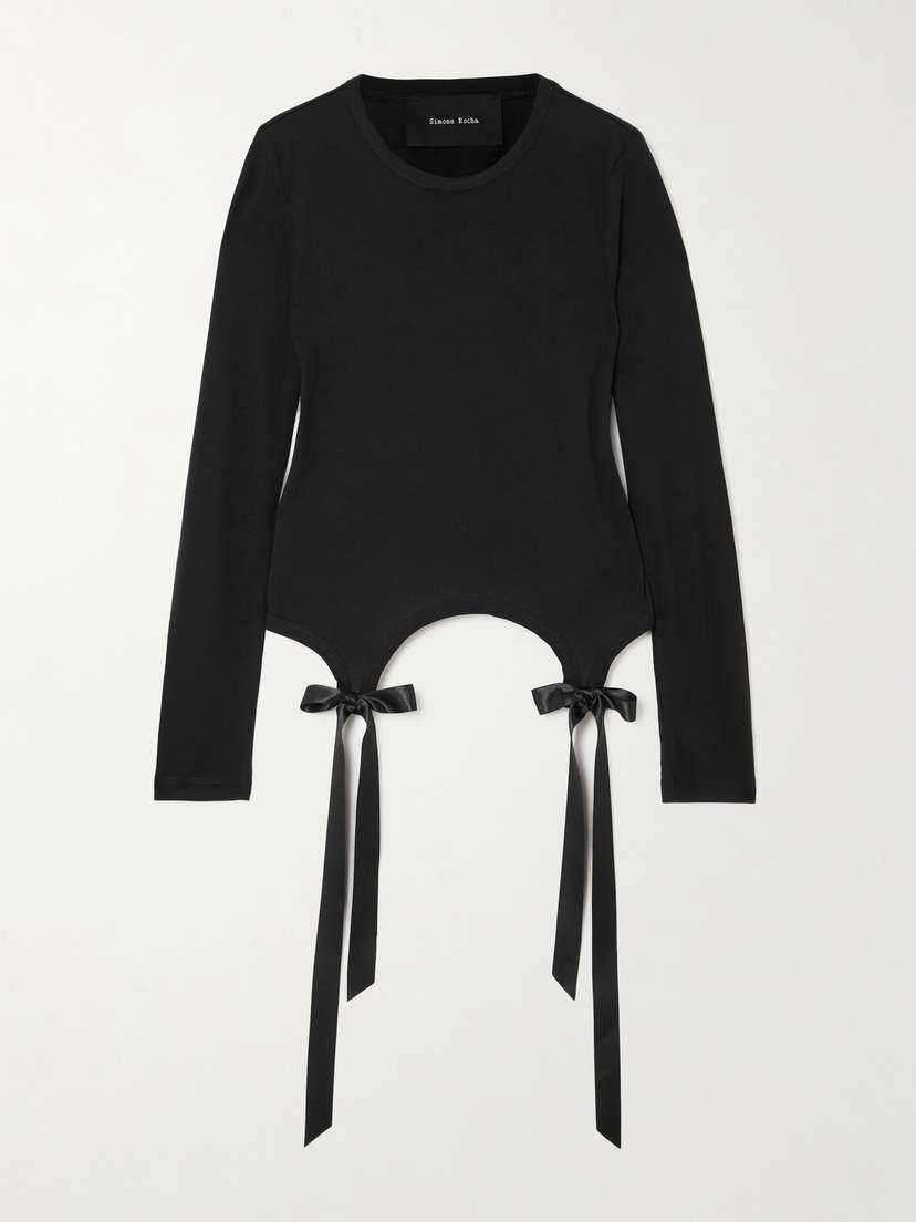 Simone Rocha Bow-detailed Lyocell-jersey T-shirt