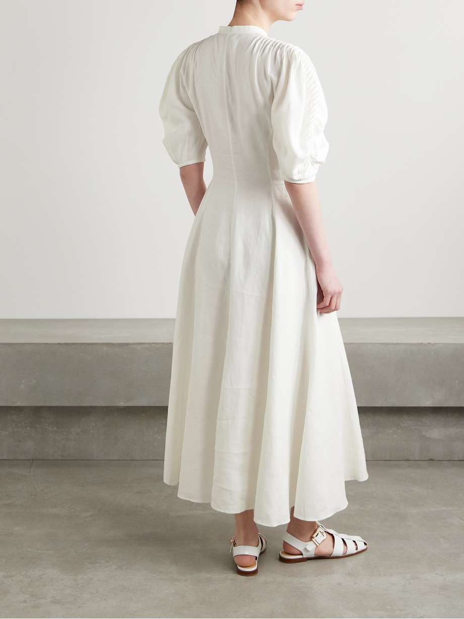 arabella pintucked linen maxi dress