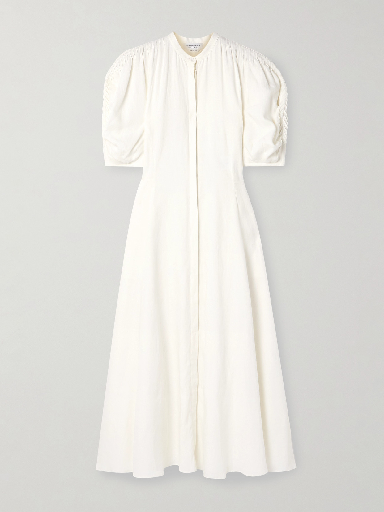 Gabriela Hearst Arabella Pintucked Linen Maxi Dress In White