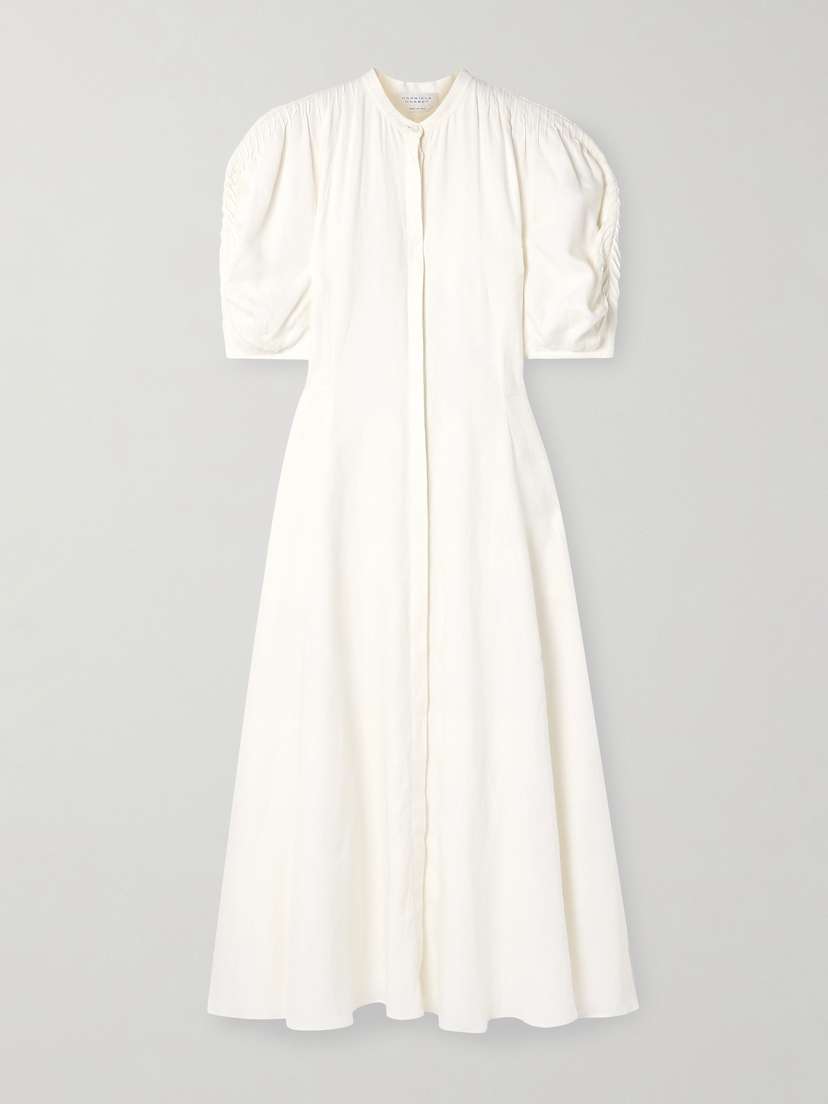 Gabriela Hearst Arabella Pintucked Linen Maxi Dress