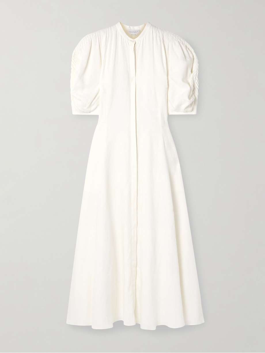 arabella pintucked linen maxi dress