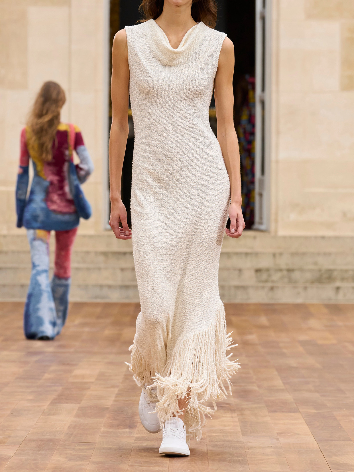 Gabriela Hearst Awar Fringed Silk-bouclé Maxi Dress In Ivory
