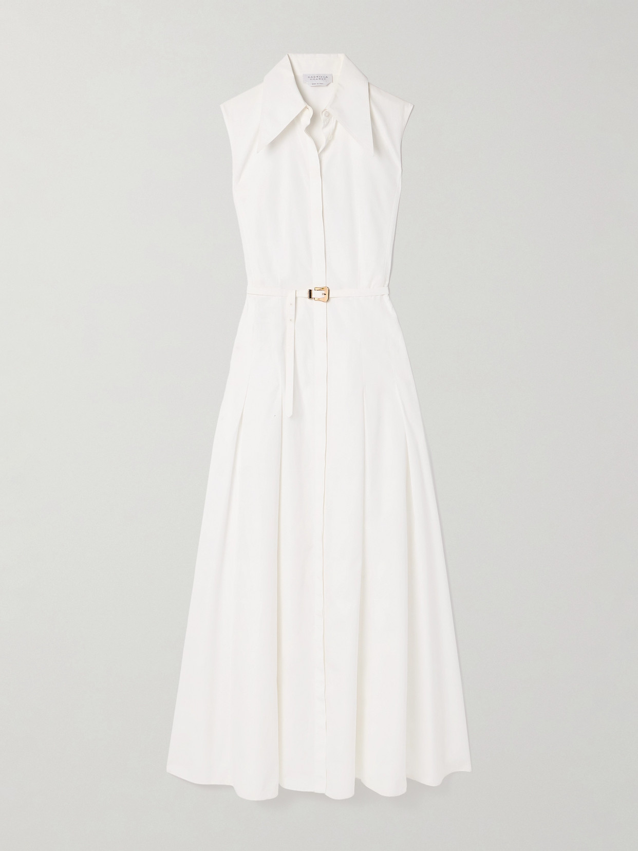 Gabriela Hearst Becca Belted Cotton-poplin Maxi Shirt Dress In White