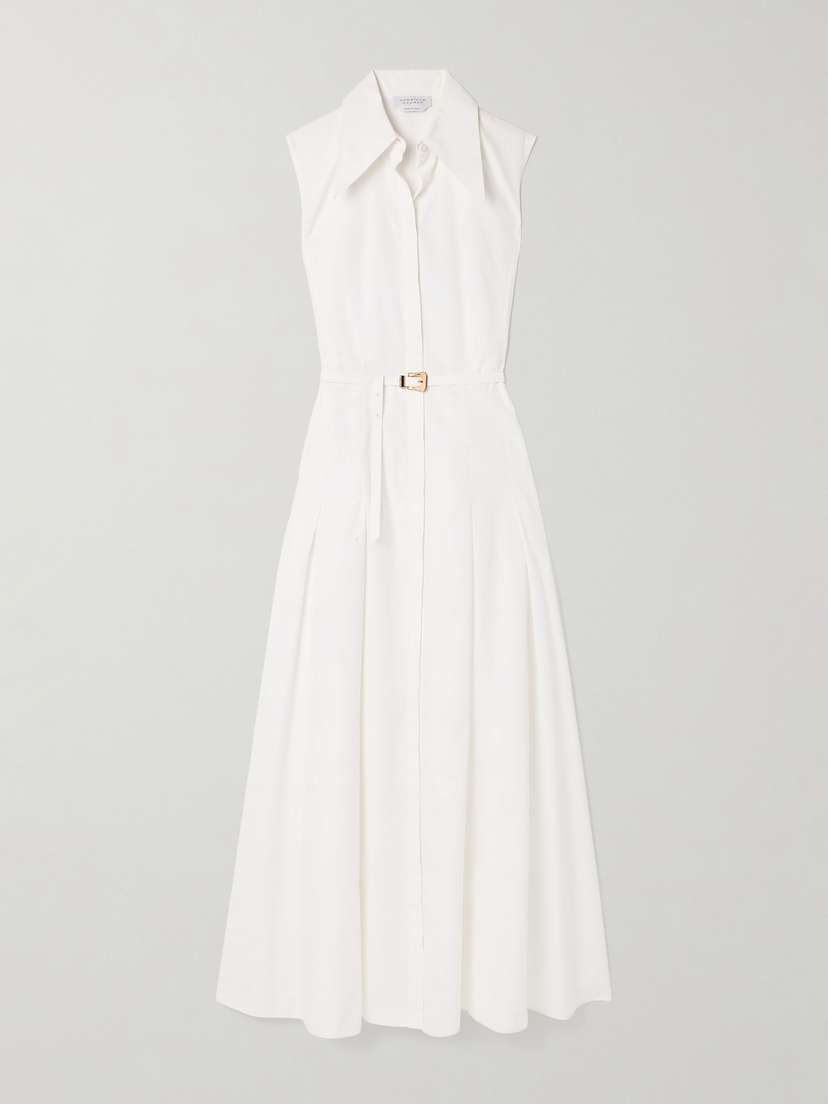 Gabriela Hearst Becca Belted Cotton-poplin Maxi Shirt Dress