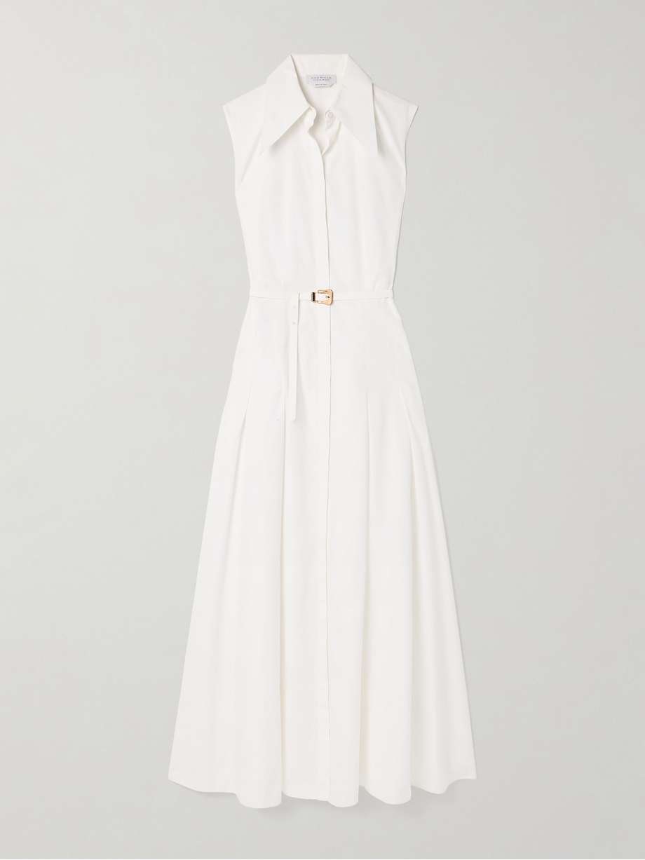 becca belted cotton-poplin maxi shirt dress