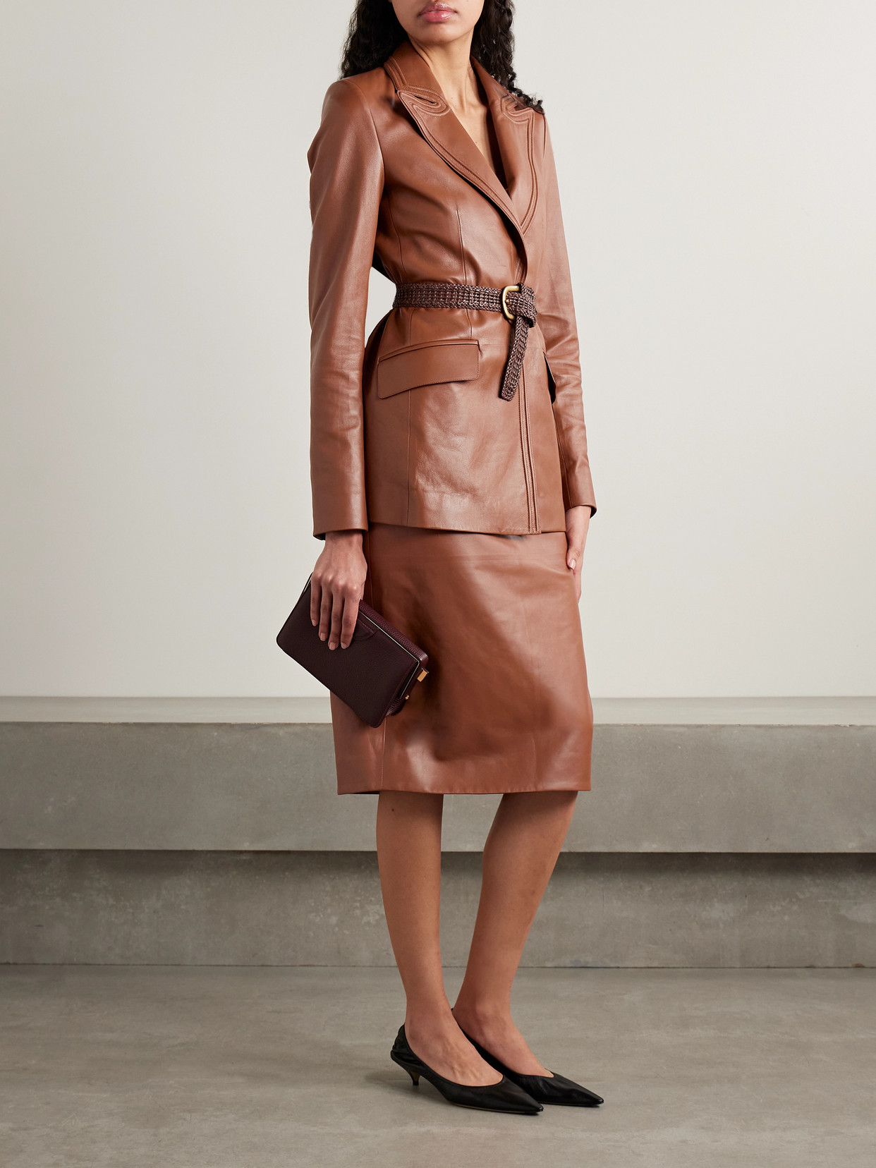 Shop Gabriela Hearst Isara Leather Blazer