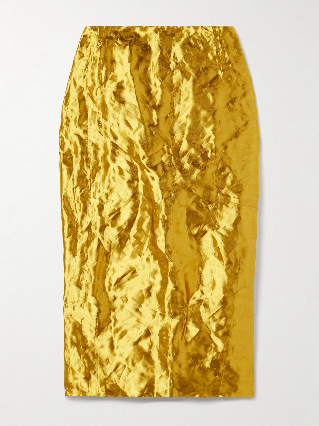 Gabriela Hearst - Manuela Metallic Crinkled-twill Midi Skirt - Gold