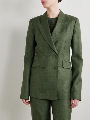 Gabriela Hearst Angela double-breasted wool, silk and linen-blend blazer