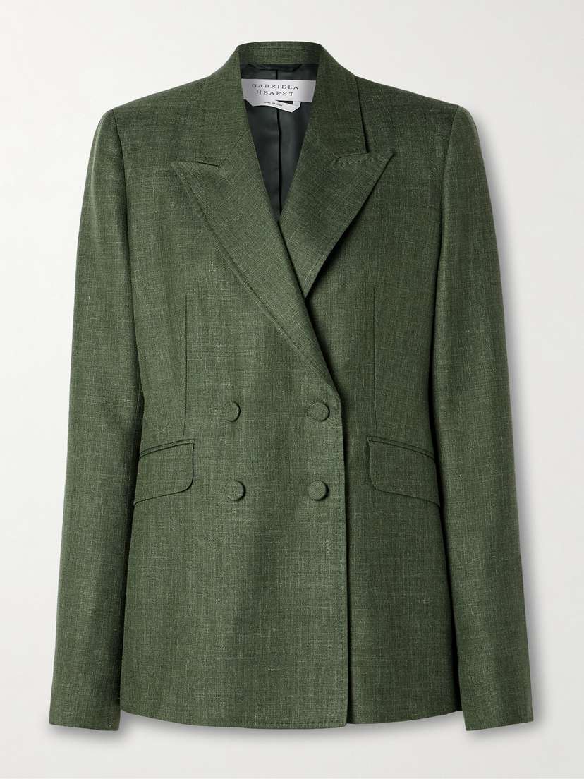 Gabriela Hearst Angela Double-breasted Wool, Silk And Linen-blend Blazer