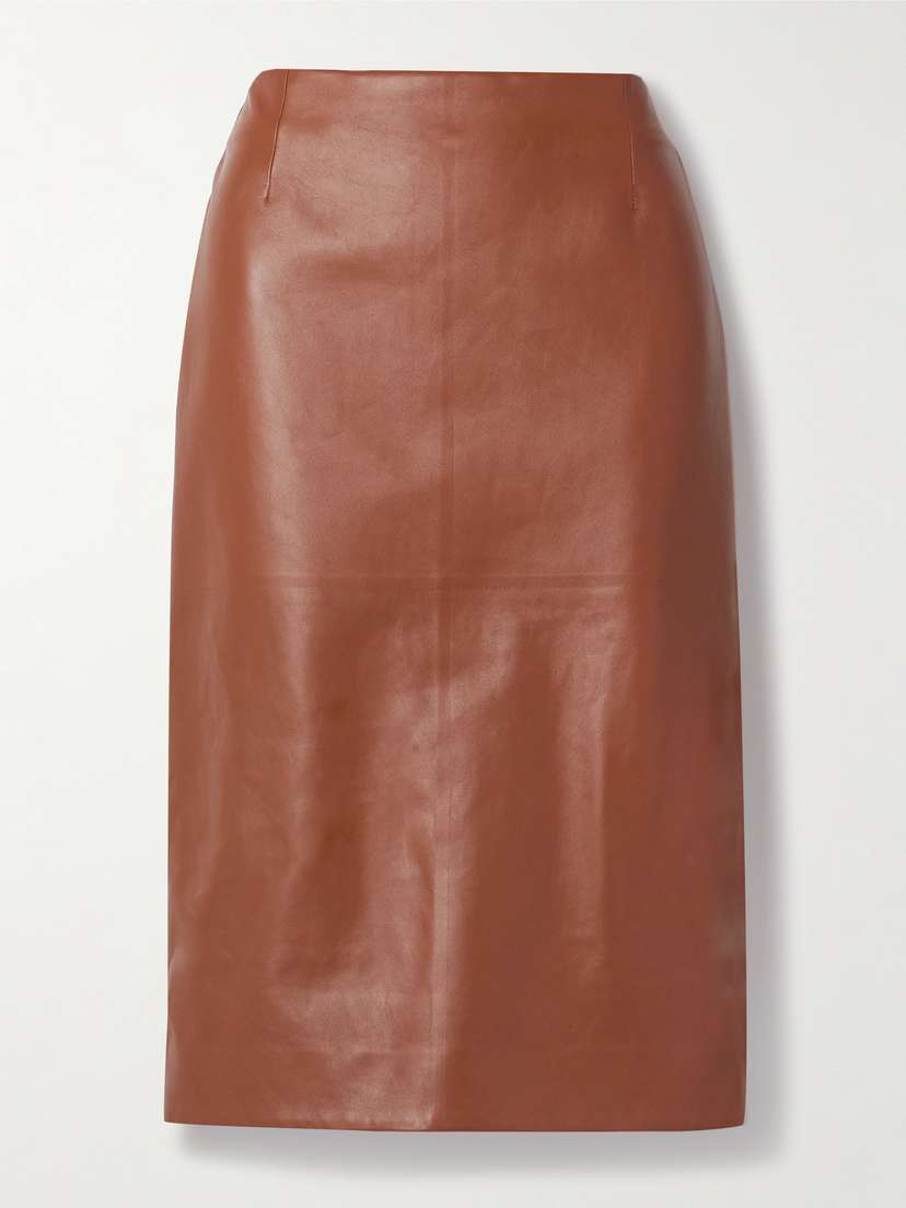 Gabriela Hearst Manuela Leather Midi Skirt
