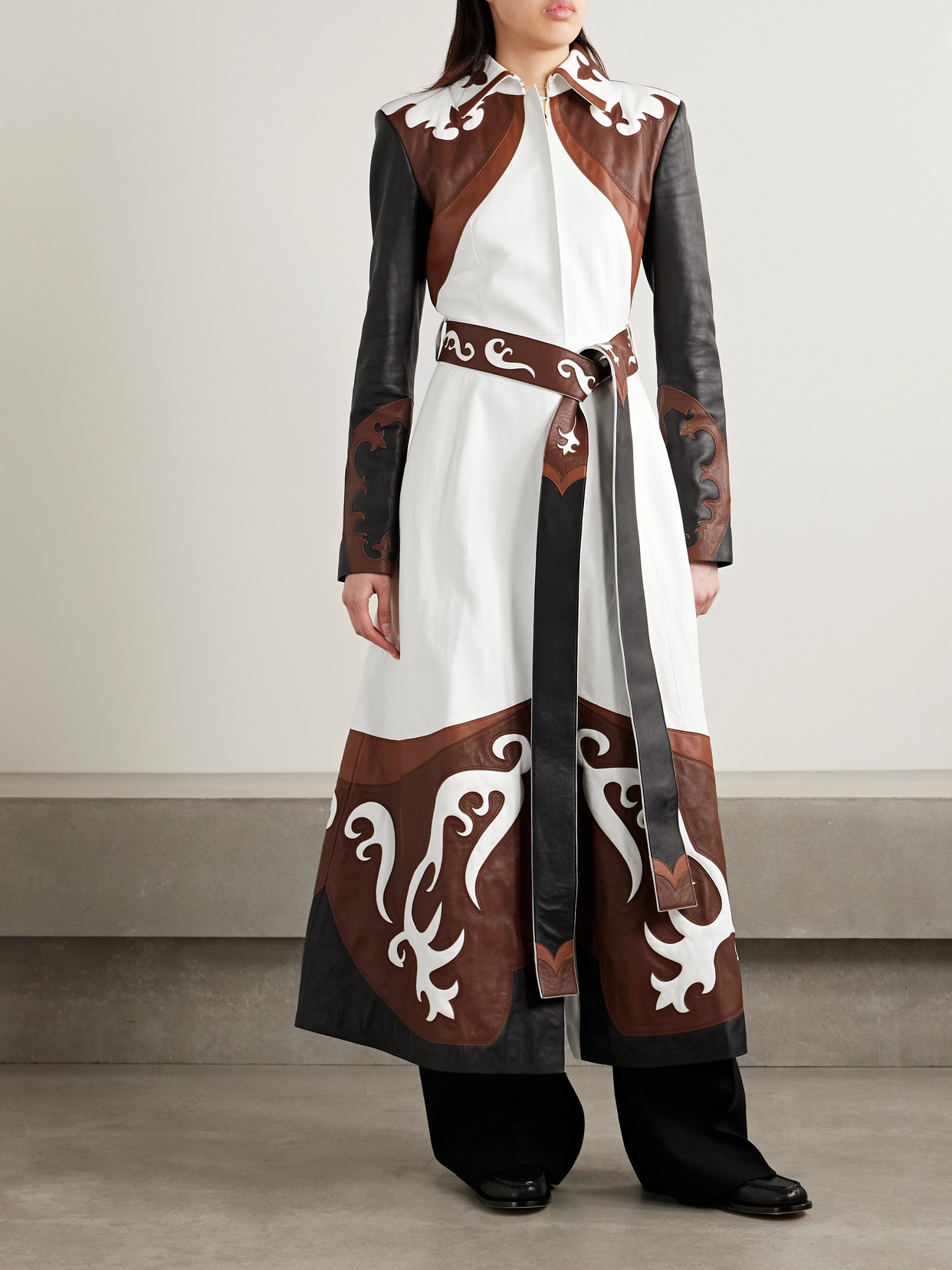Shop Gabriela Hearst Jemme Belted Color-block Leather Coat