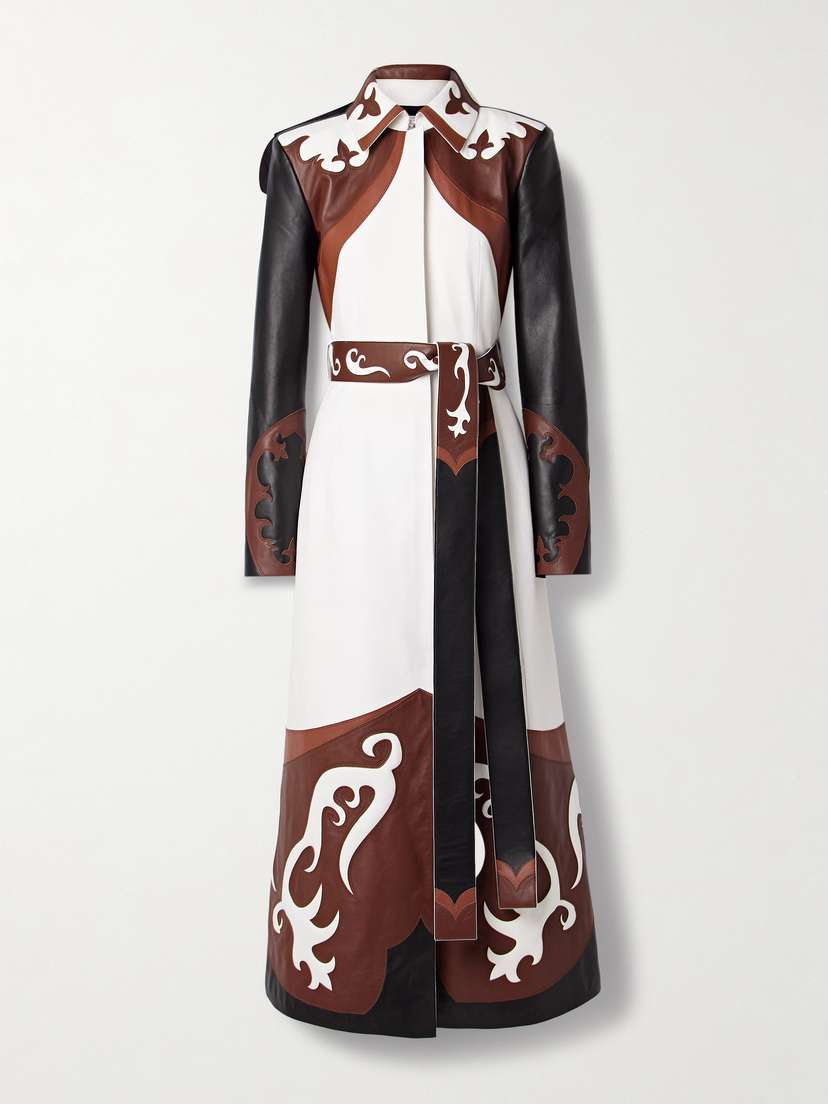 Gabriela Hearst Jemme Belted Color-block Leather Coat
