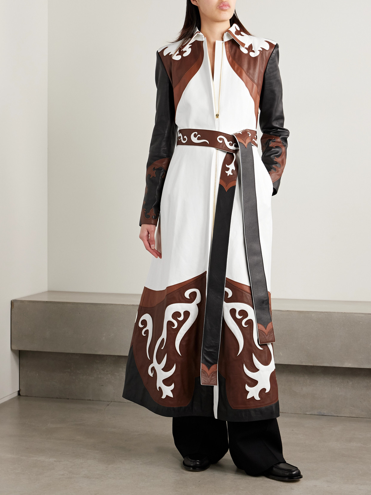 Shop Gabriela Hearst Jemme Belted Color-block Leather Coat