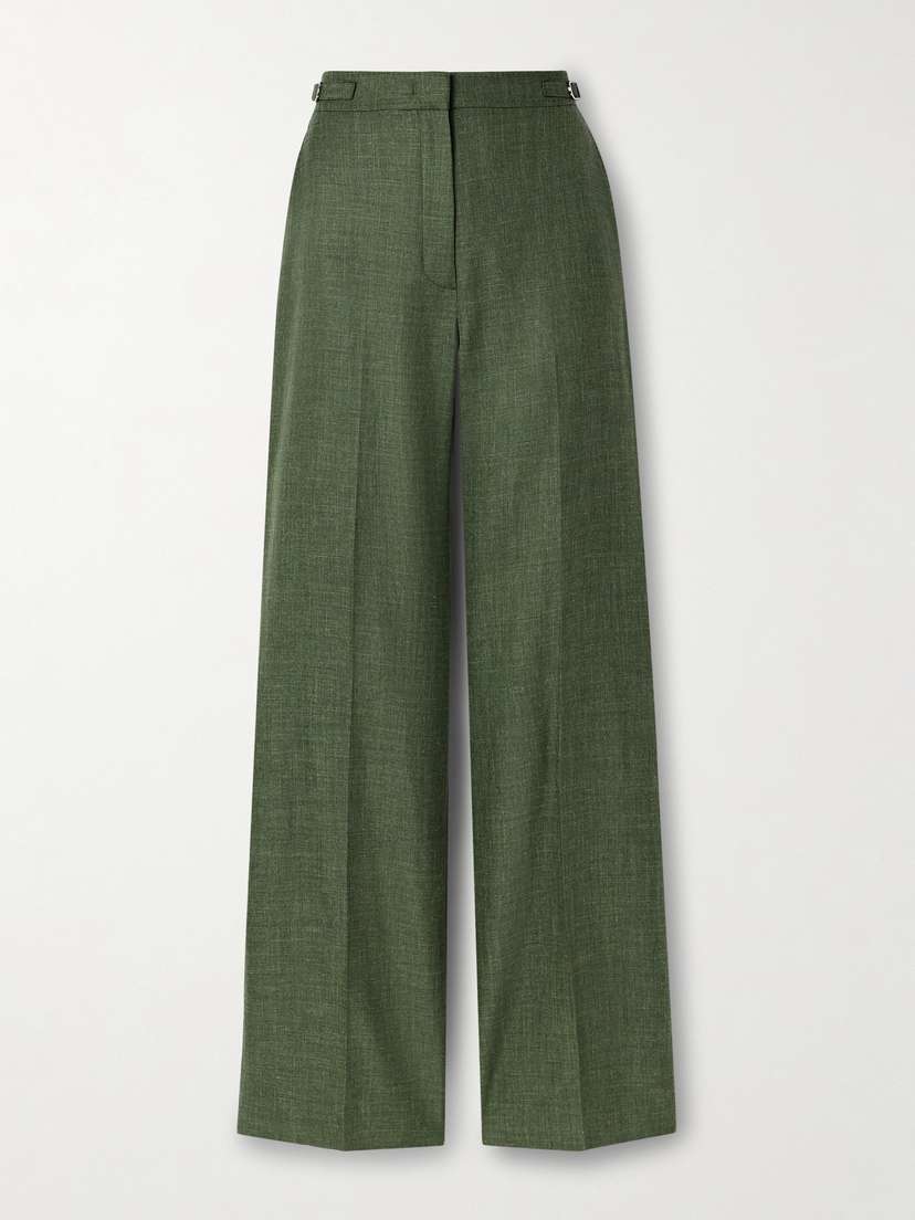 Gabriela Hearst Vesta Wool, Silk And Linen-blend Flared Pants