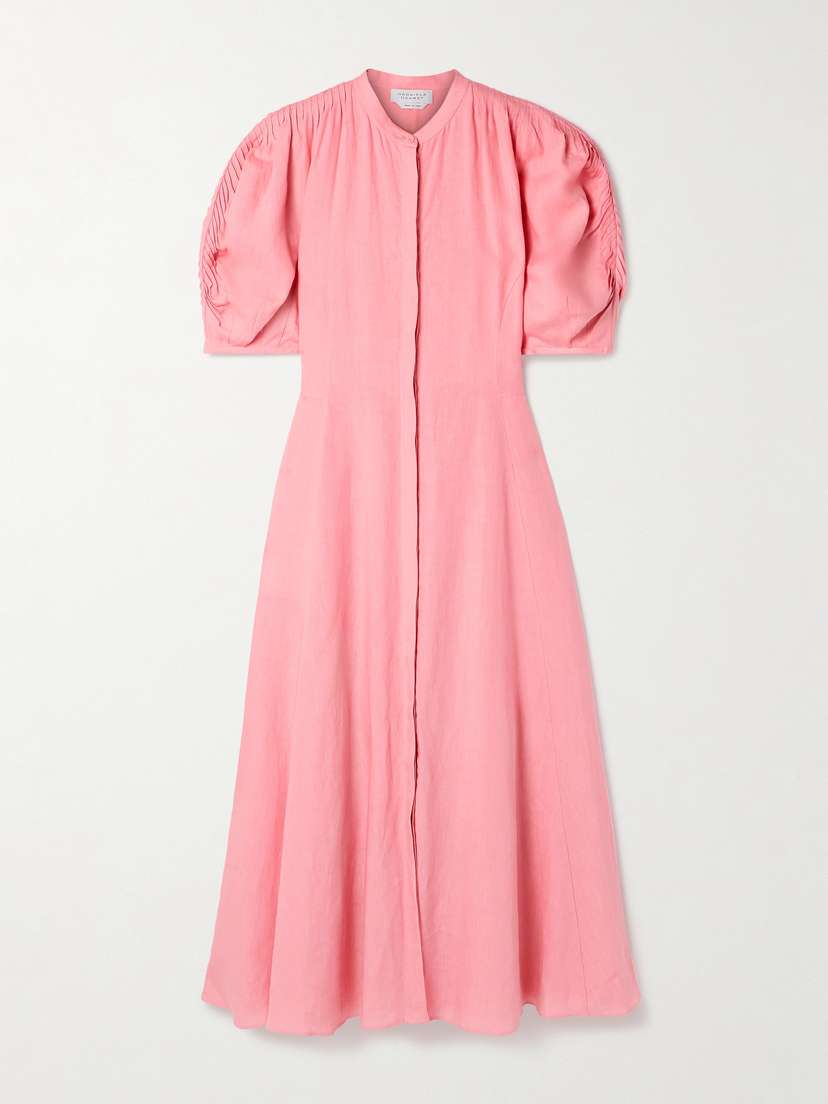 Gabriela Hearst Arabella Pintucked Linen Maxi Dress