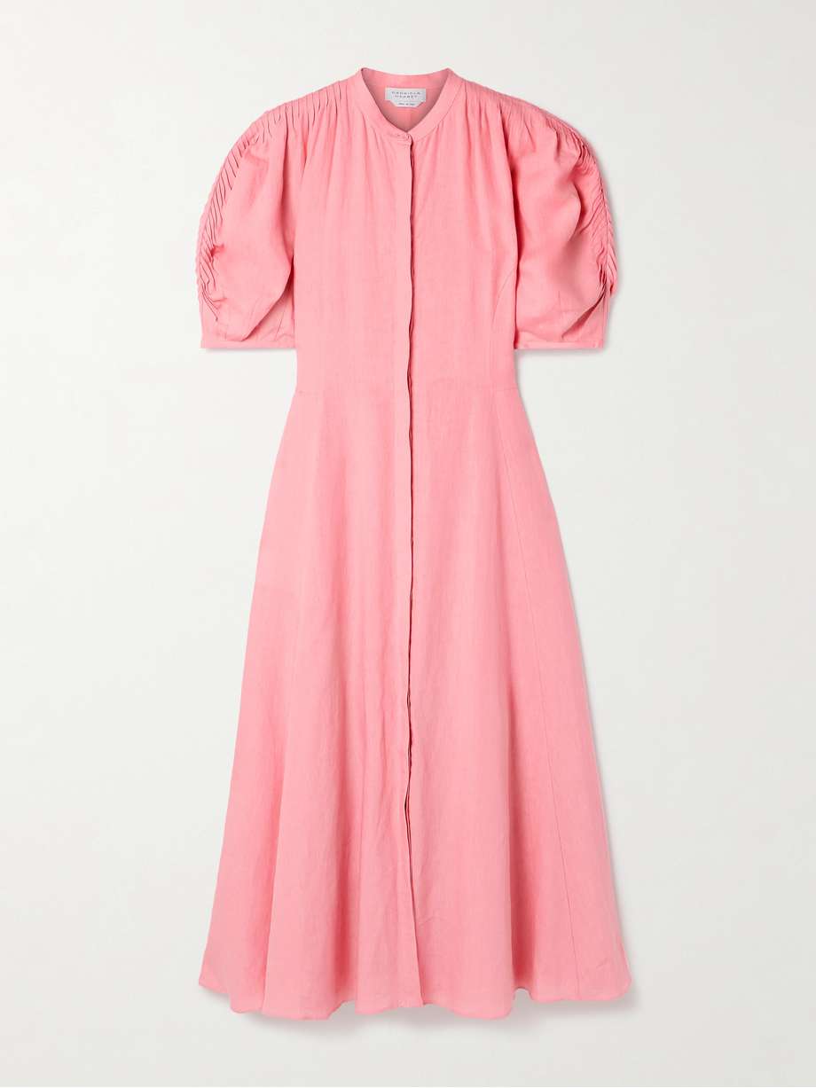 arabella pintucked linen maxi dress