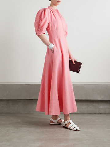 Gabriela Hearst Arabella pintucked linen maxi dress