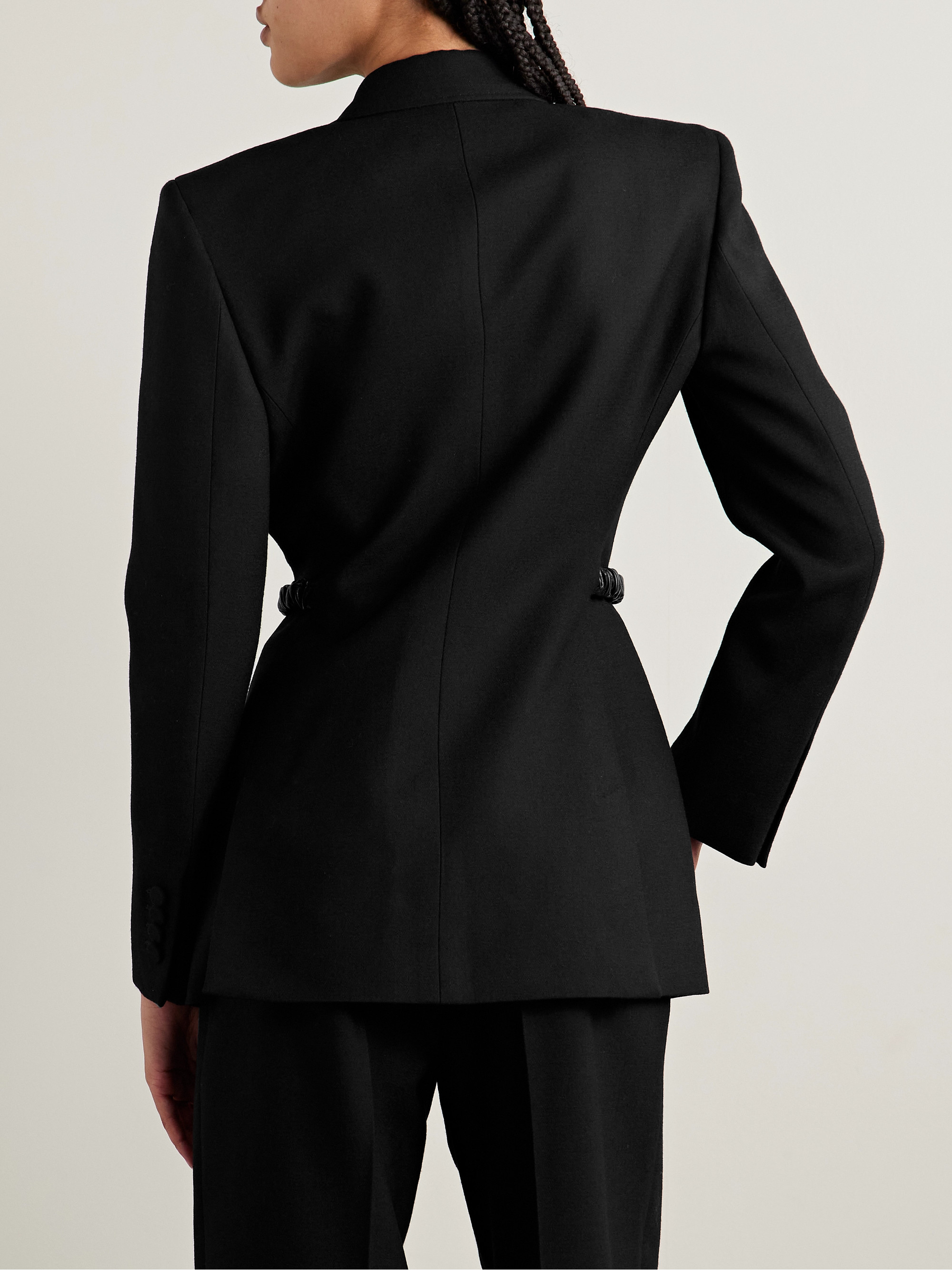 Gabriela Hearst Epona embellished leather-trimmed wool blazer thumbnail