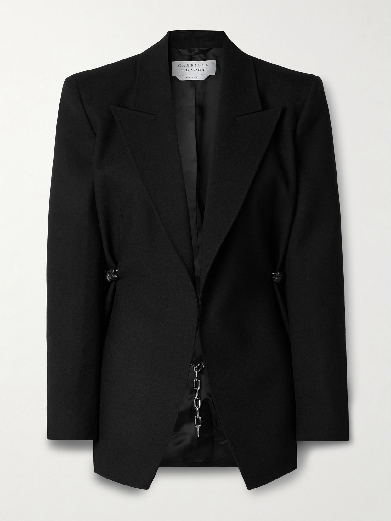 Gabriela Hearst Epona Embellished Leather-trimmed Wool Blazer In Black