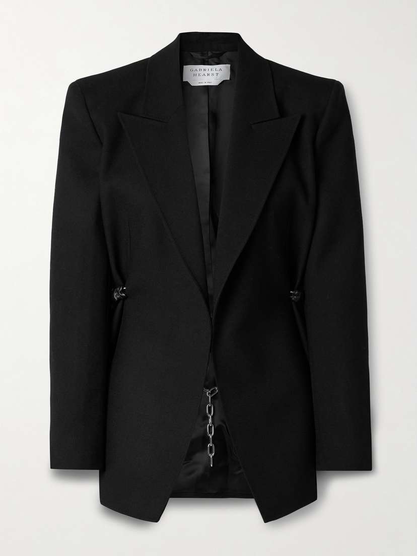 Gabriela Hearst Epona Embellished Leather-trimmed Wool Blazer