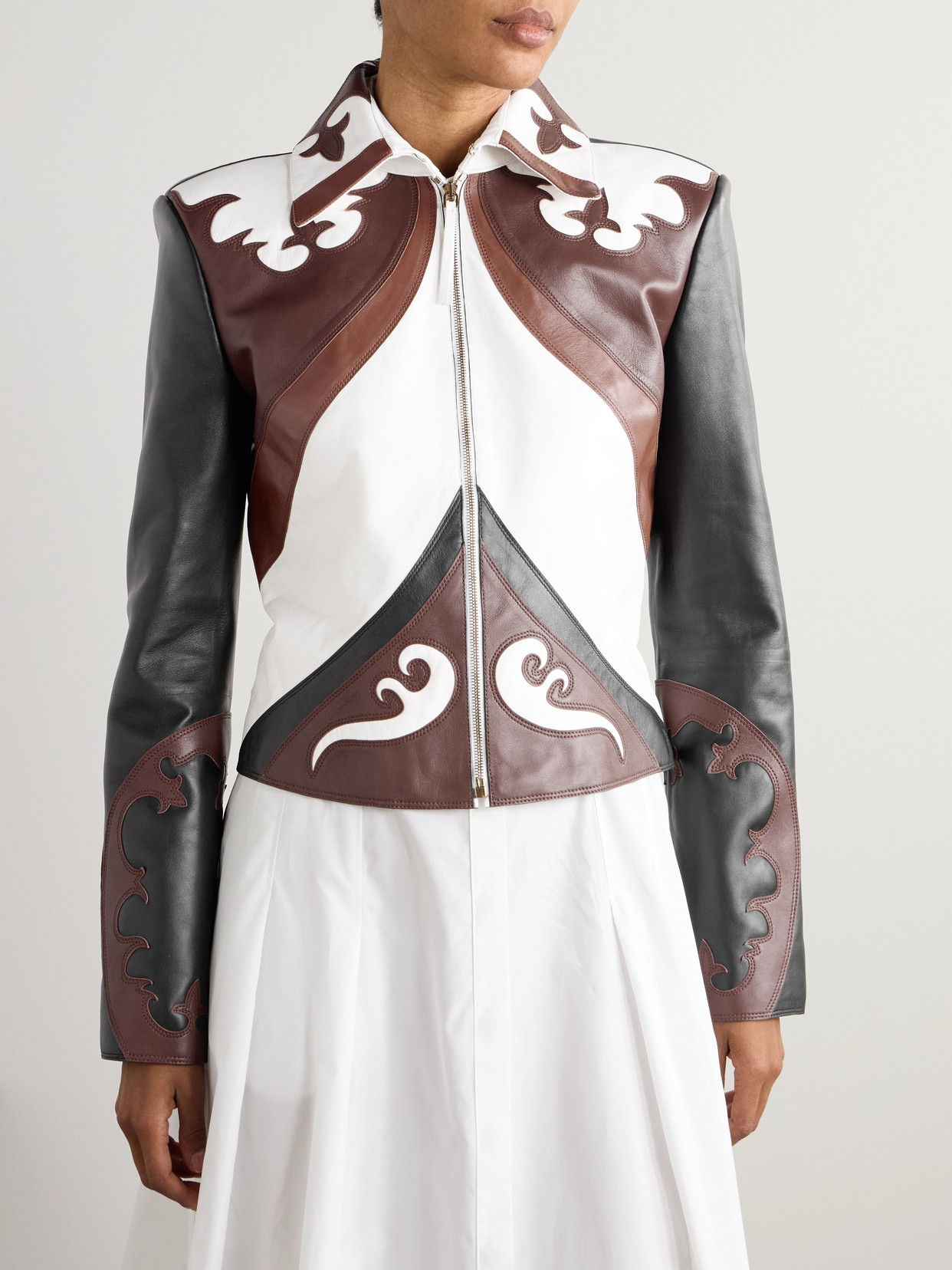 Gabriela Hearst Albie Paneled Leather Jacket In Brown