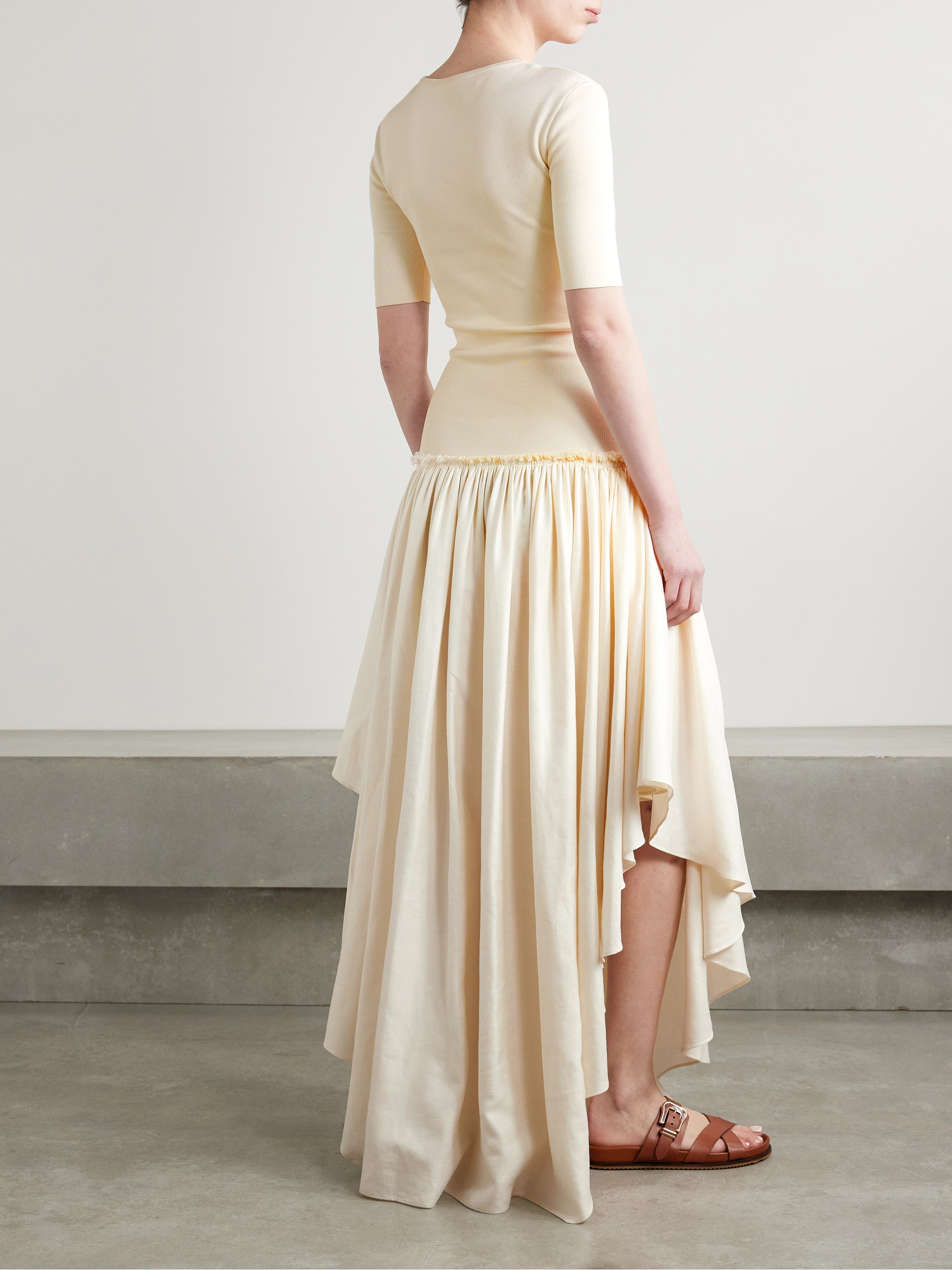 Gabriela Hearst Sirona paneled gathered wool, silk and linen-blend twill and silk-jersey maxi dress thumbnail