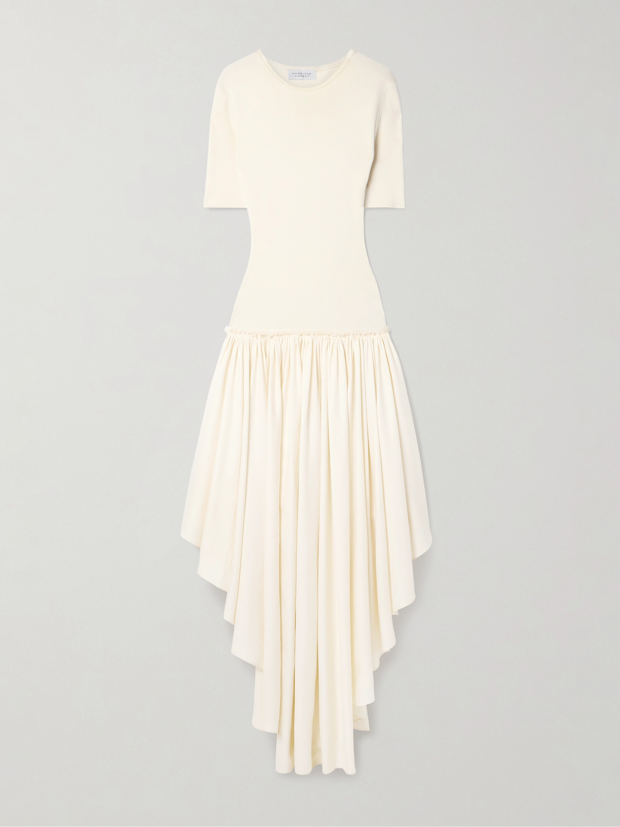 Gabriela Hearst Sirona paneled gathered wool, silk and linen-blend twill and silk-jersey maxi dress thumbnail
