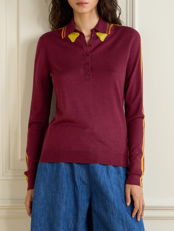 Gabriela Hearst Zorya cashmere and silk-blend polo top