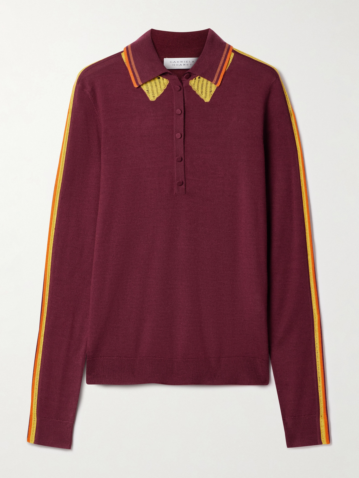 Gabriela Hearst Zorya Cashmere And Silk-blend Polo Top In Red