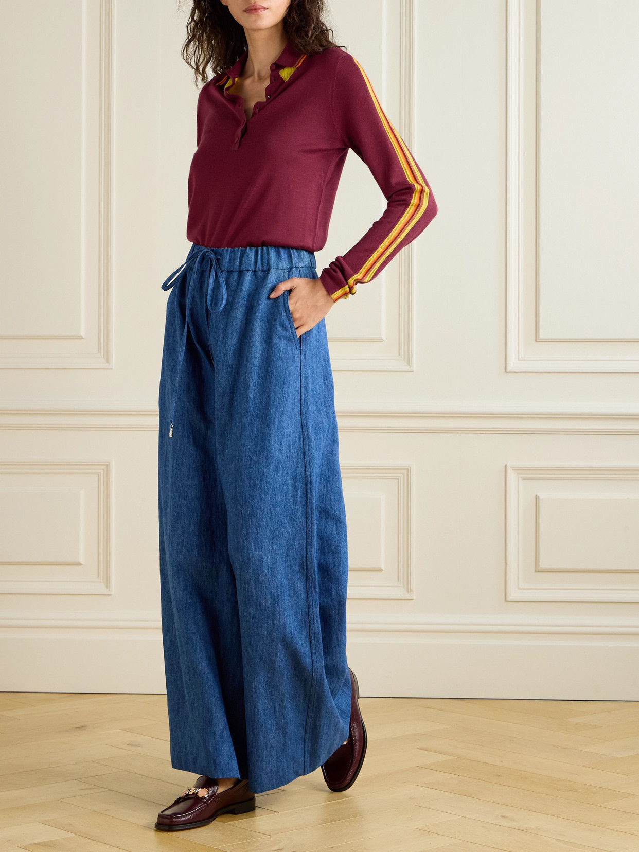 Gabriela Hearst Zorya Cashmere And Silk-blend Polo Top In Red