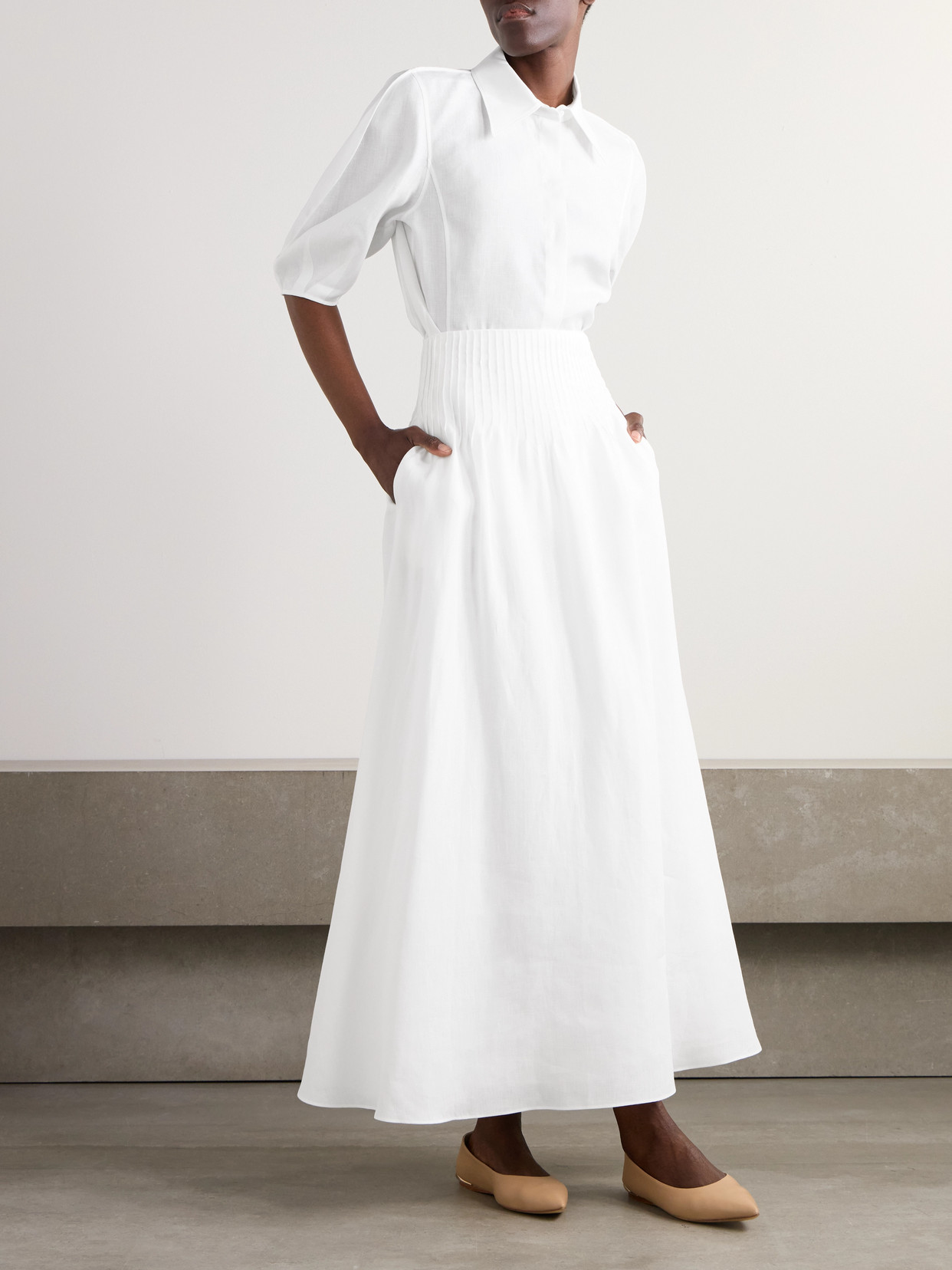 Gabriela Hearst Amy Linen-blend Maxi Skirt In White