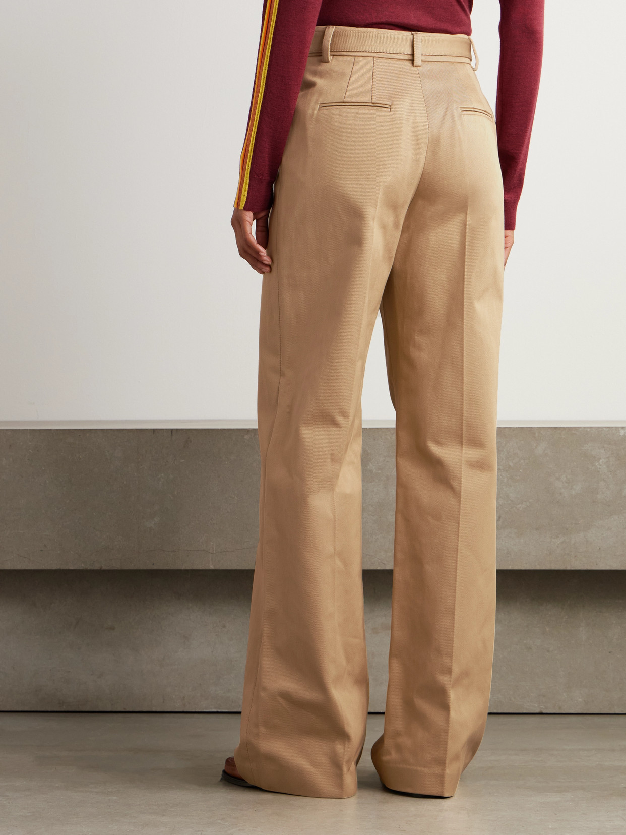 Gabriela Hearst Norman Belted Cotton-gabardine Wide-leg Pants In Brown
