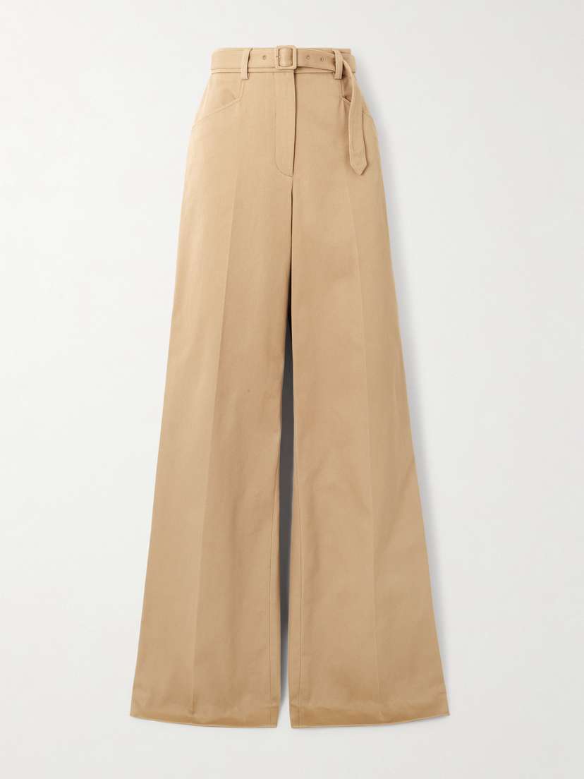 Gabriela Hearst Norman Belted Cotton-gabardine Wide-leg Pants