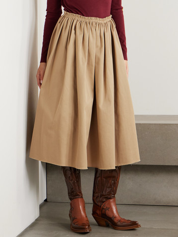 Gabriela Hearst Chiara cotton-twill midi skirt