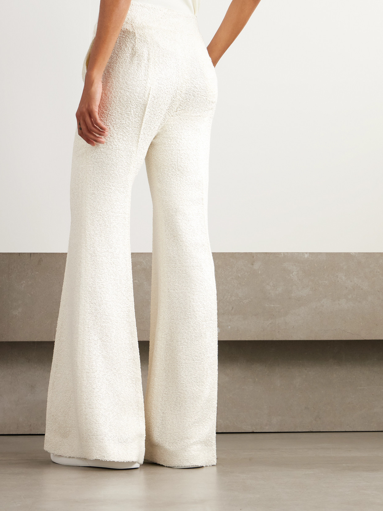 Gabriela Hearst Rhein Silk-bouclé Flared Pants In Ivory
