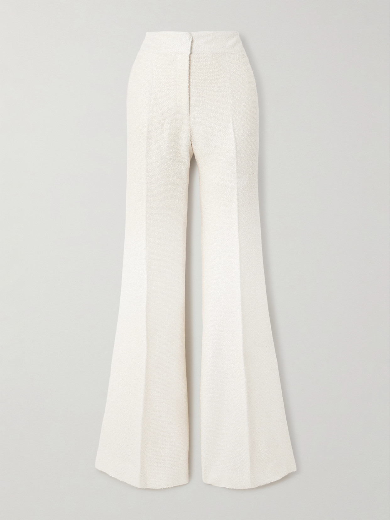 Gabriela Hearst Rhein Silk-bouclé Flared Pants In Ivory