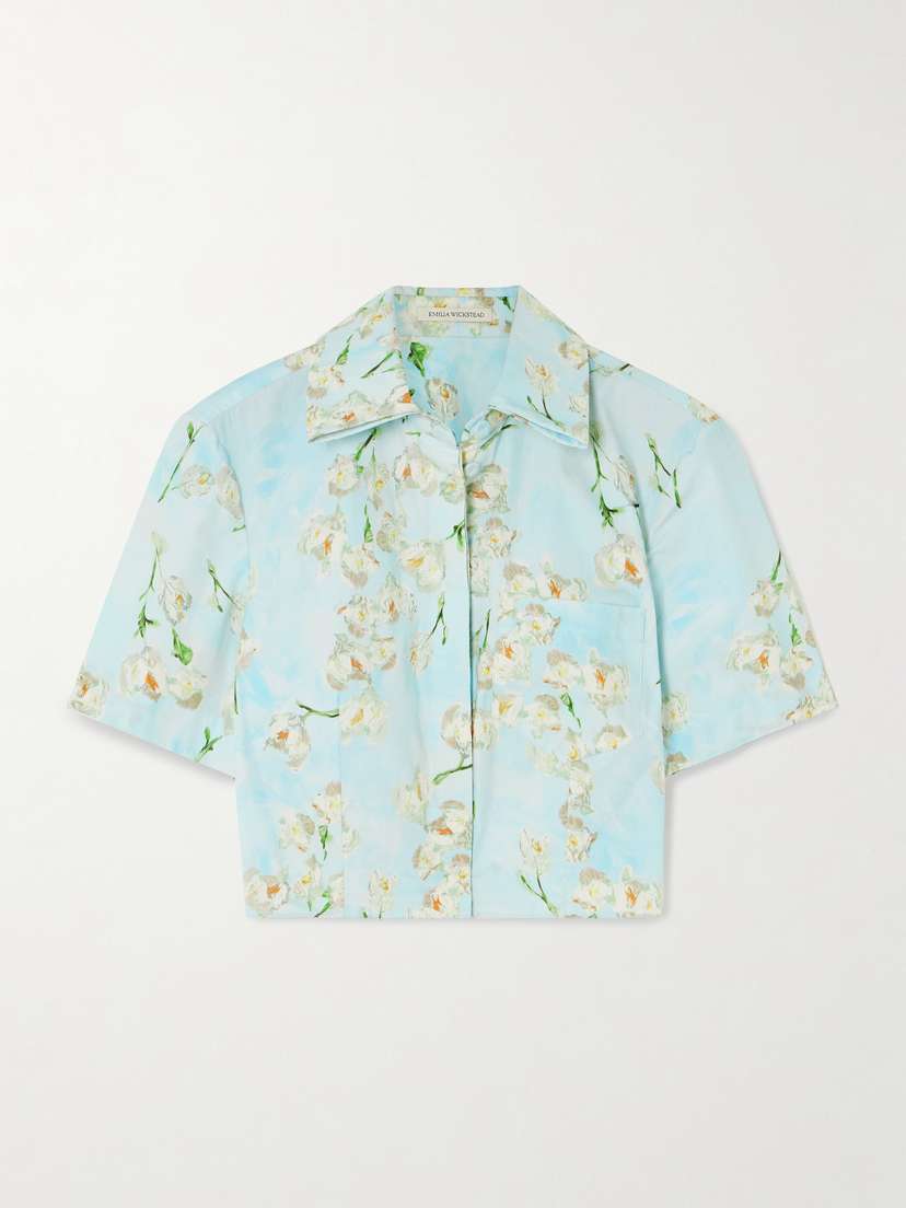 Emilia Wickstead Natalie Cropped Floral-print Cotton-poplin Shirt