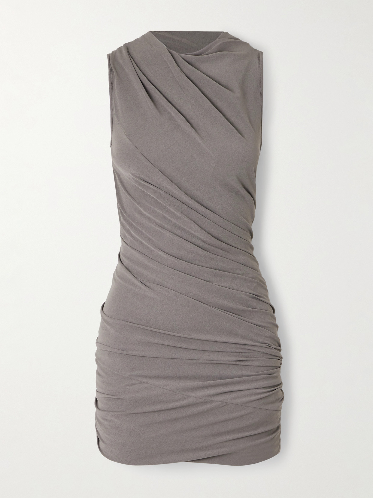 Rick Owens Luna Draped Crepe-jersey Mini Dress In Gray