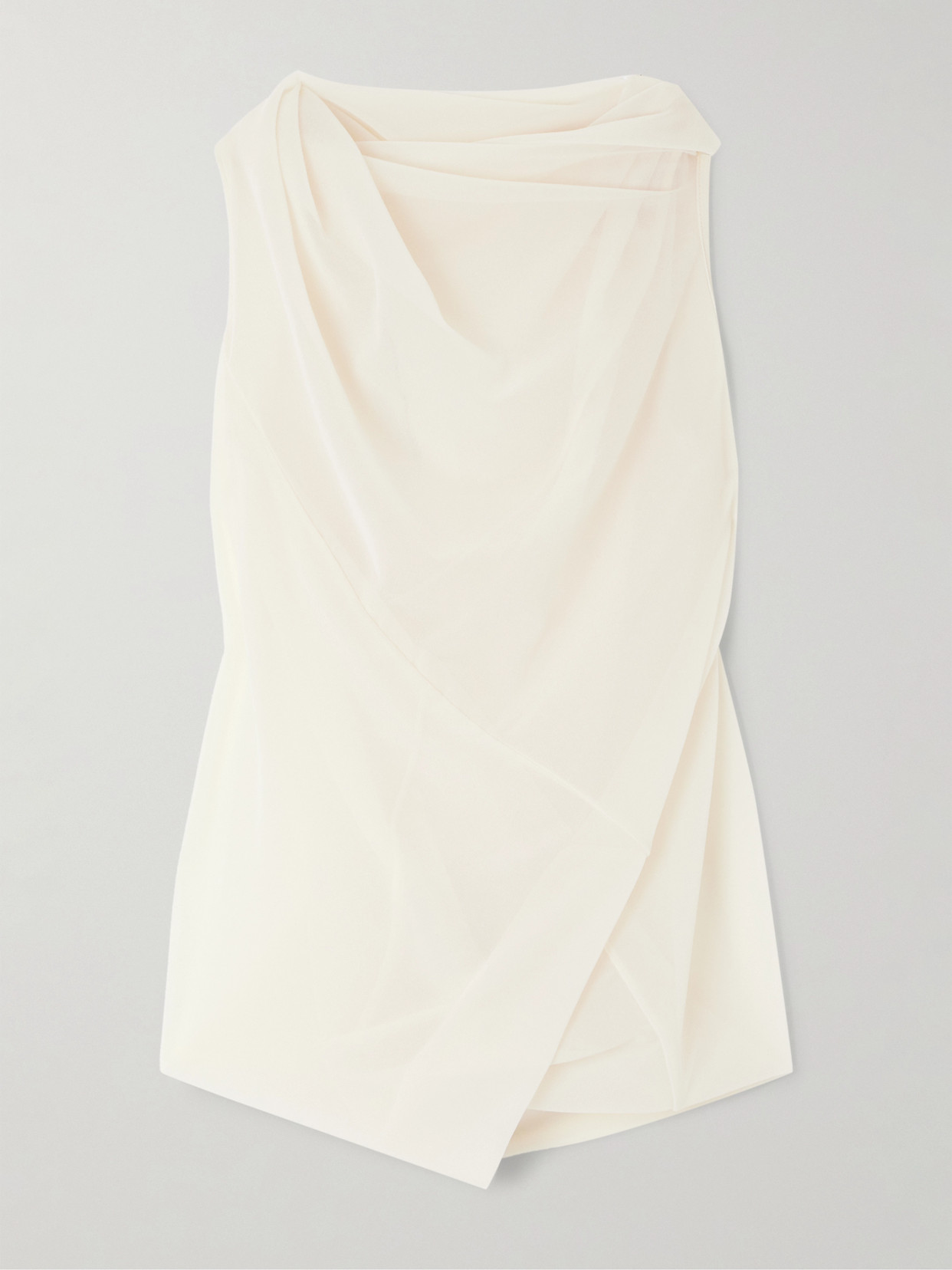 Rick Owens Luna Draped Organza Top In Ivory