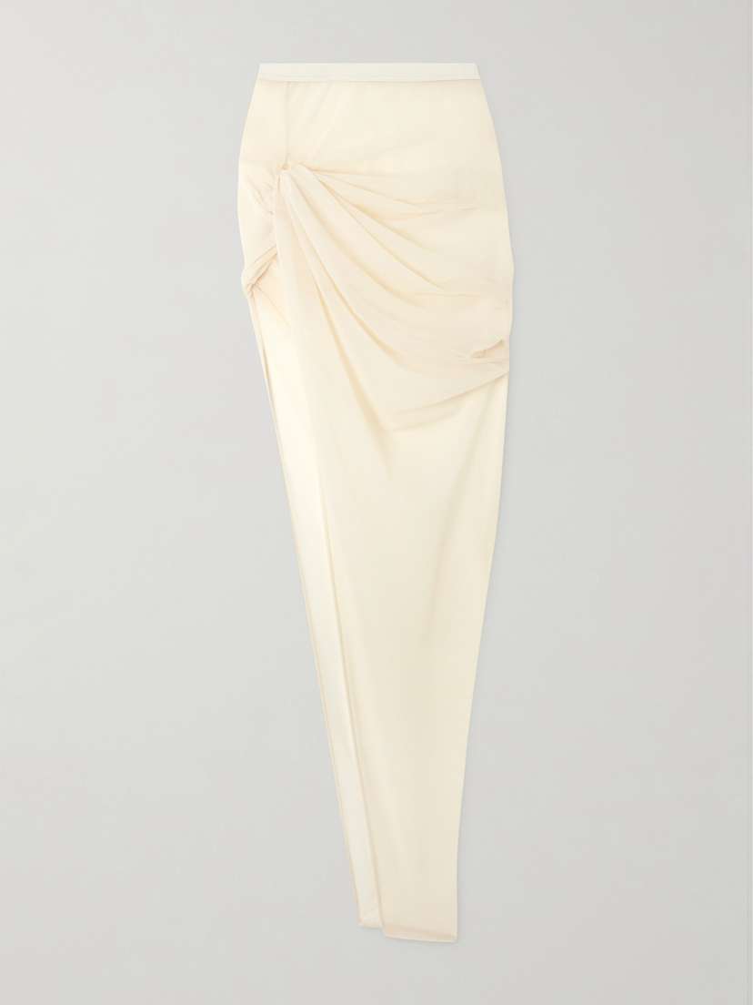 Rick Owens Twist Edfu Asymmetric Draped Jersey Maxi Skirt