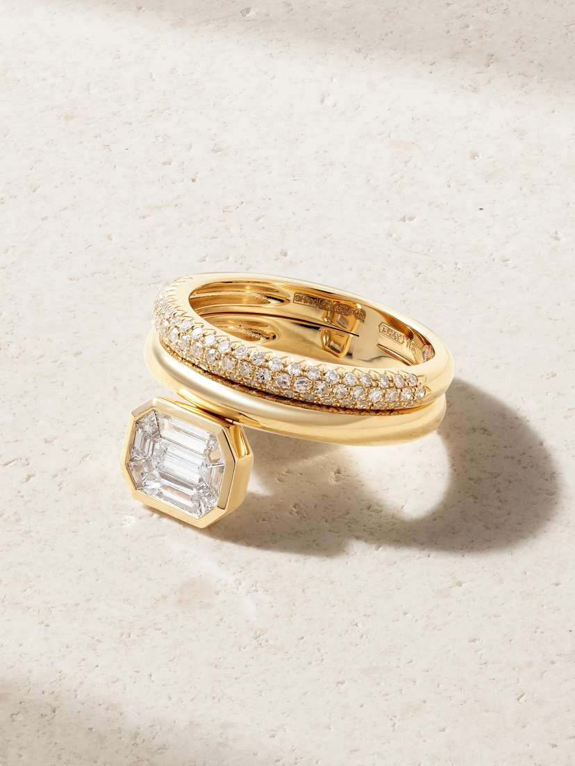 SHAY Floating Bezel 18-karat Gold Diamond Ring