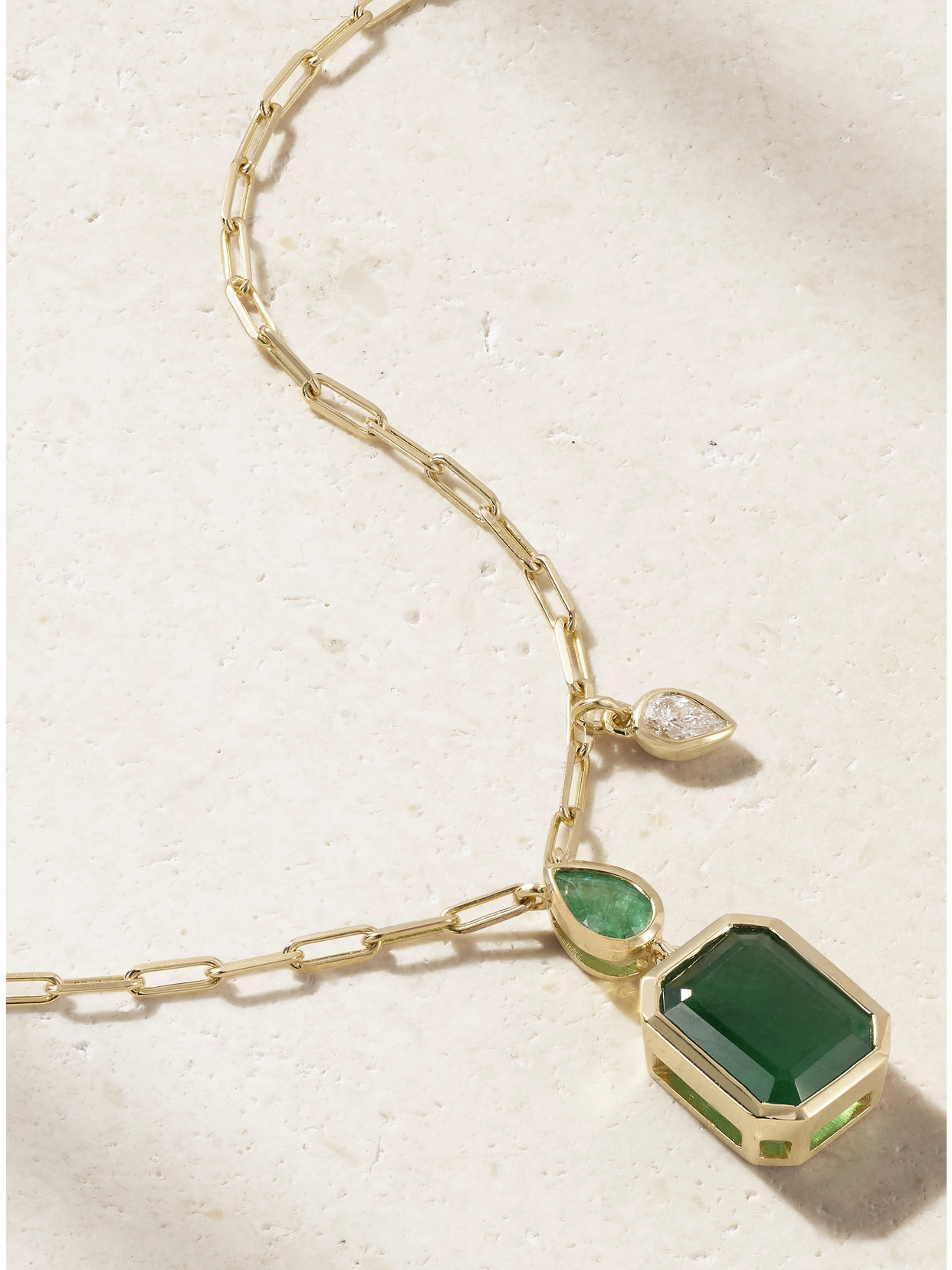 Shay 18-karat Gold, Emerald And Diamond Necklace In Green