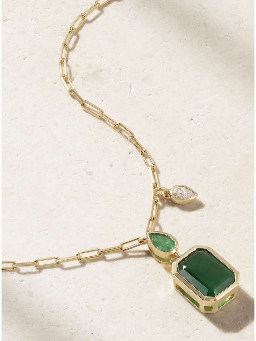 SHAY 18-karat Gold, Emerald And Diamond Necklace