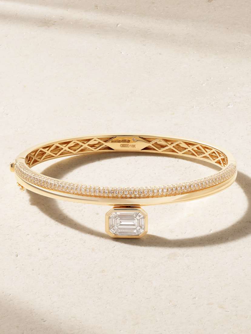 SHAY Floating Bezel 18-karat Gold Diamond Bangle
