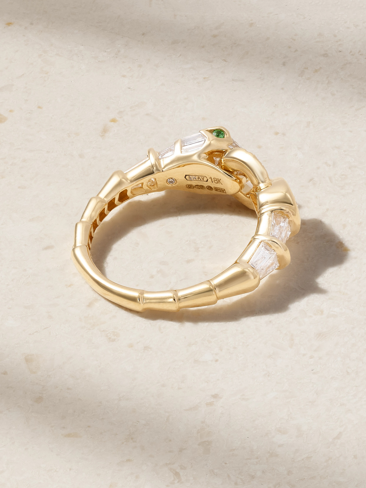 Shay Serpentine 18-karat Gold, Diamond And Garnet Ring In Gold