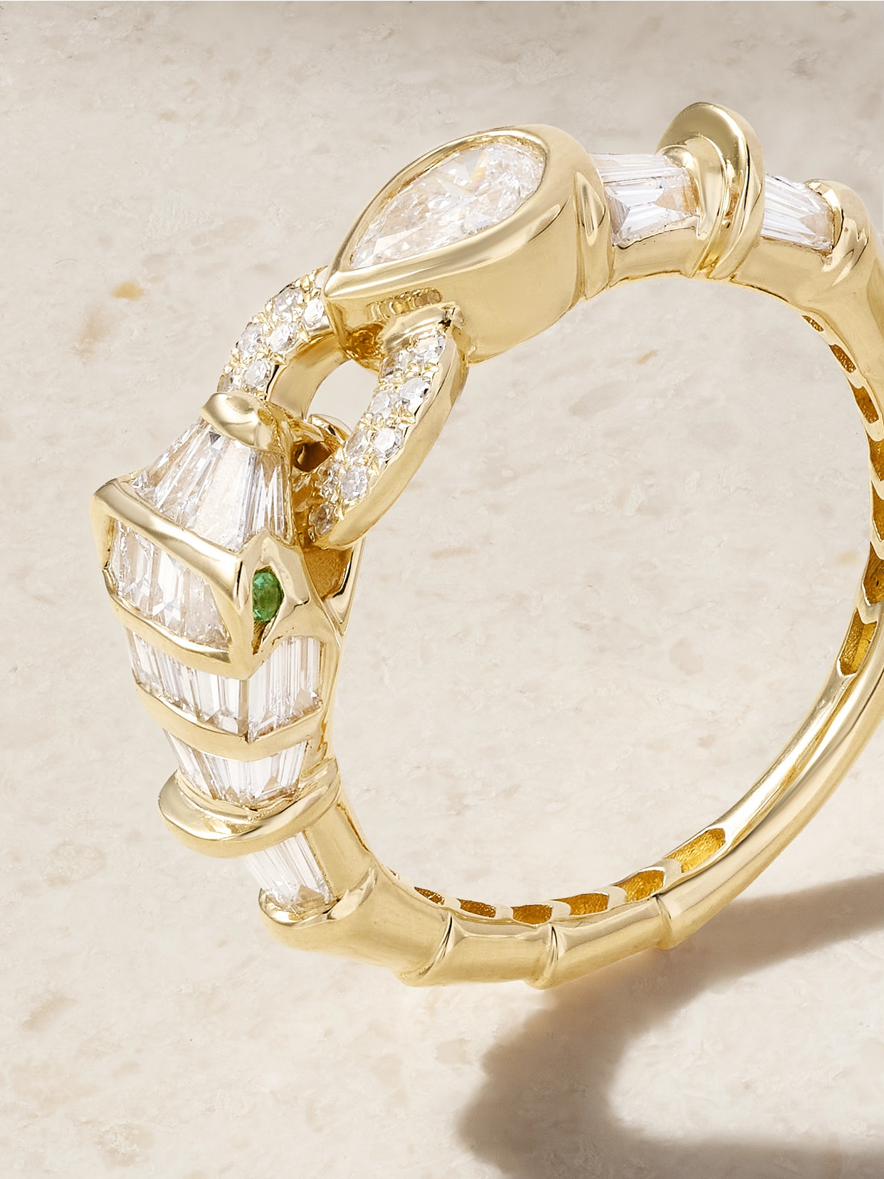 Shay Serpentine 18-karat Gold, Diamond And Garnet Ring In Gold